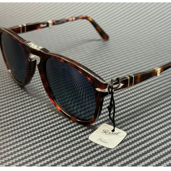 PERSOL Havana Blue Polarized Men's Sunglasses 54 mm - Picture 1 of 6